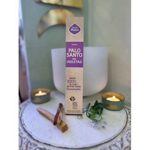 Palo Santo con Violetas-Incienso Artesanal
