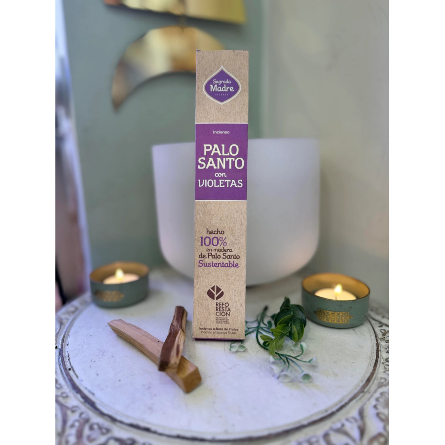 Palo Santo con Violetas-Incienso Artesanal